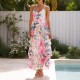 Diyun Cross-border European and American vacation Casual style floral small halter Dress Women's clothing for Spring/Summer 2025 Amazon Export