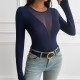 Diyun Foreign Trade Cross-border 2024 Autumn/Winter Amazon Top Women's Wear European and American Y2K Sexy deep V patchwork long-sleeved T-shirt Diyun Foreign Trade Cross-border 2024 Autumn/Winter Amazon Top Women's Wear European and American Y2K Sexy deep V patchwork long-sleeved T-shirt