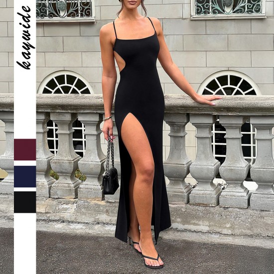 Diyun Cross-border European and American Y2K sexy style halter slit body-hugging dress for women's clothing Spring/Summer 2025 Amazon