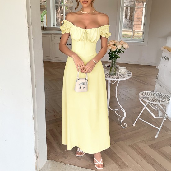 Diyun's elegant European and American short-sleeved one-shoulder long dress for women's clothing Spring/Summer 2025 Amazon Independent Store Diyun's elegant European and American short-sleeved one-shoulder long dress for women's clothing Spring/Summer 2025 Amazon Independent Store