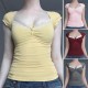 Di Yun's Spring/Summer 2025 Amazon Cross-border European and American Y2K Sexy Slimming Knitted lace short-sleeved top Women's T-shirt Di Yun's Spring/Summer 2025 Amazon Cross-border European and American Y2K Sexy Slimming Knitted lace short-sleeved top Women's T-shirt