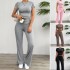 Diyun Cross-border Foreign Trade Women's Clothing Amazon Spring/Summer 2024 Casual Solid Color Slim Short-sleeved and long Pants Set