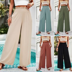 Diyun Cross-border Women's Clothing Amazon Spring/Summer 2024 Export Style Casual Solid Color Loose wide-leg trousers