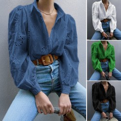 Diyun Amazon Spring/Summer 2025 Foreign trade European and American casual Loose fashion Openwork puffed-sleeve cardigan women's clothing