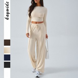 Diyun Cross-border European and American Yoga Exercise long-sleeved top with long Pants Women's Set for Spring/Summer 2025 Amazon Independent Store