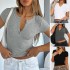 Di Yun 2025 Spring/Summer Cross-border European and American Y2K sexy ribbed slimming V-neck solid color knitted short-sleeved top T-shirt for women